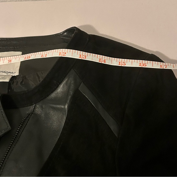 Halogen genuine leather suede black moto jacket size S biker classic minimalist - Picture 8 of 10